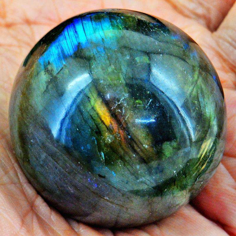 gemsmore:Hand Carved Blue Flash Labradorite Healing Sphere