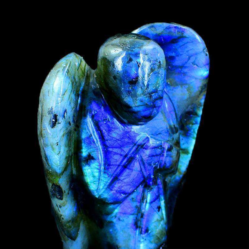 gemsmore:Hand Carved Blue Flash Labradorite Reiki Healing Angel