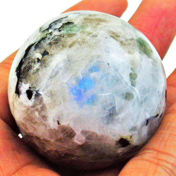 gemsmore:Hand Carved Blue Flash Moonstone Healing Sphere