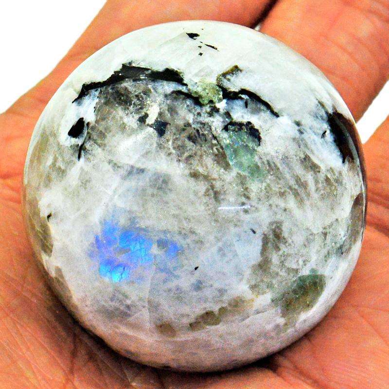 gemsmore:Hand Carved Blue Flash Moonstone Healing Sphere