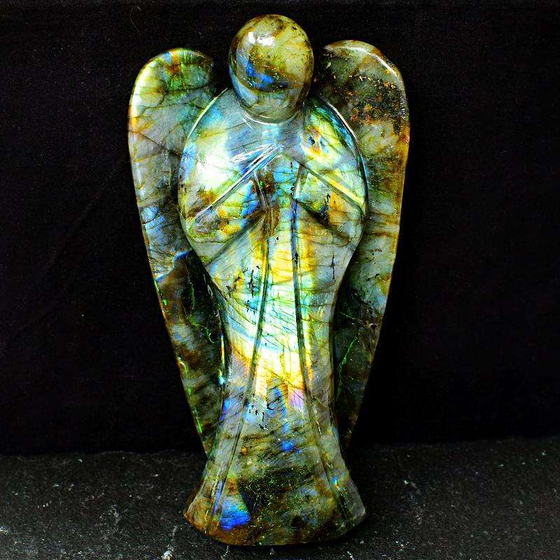 gemsmore:Hand Carved Blue Labradorite Crystal Healing Angel