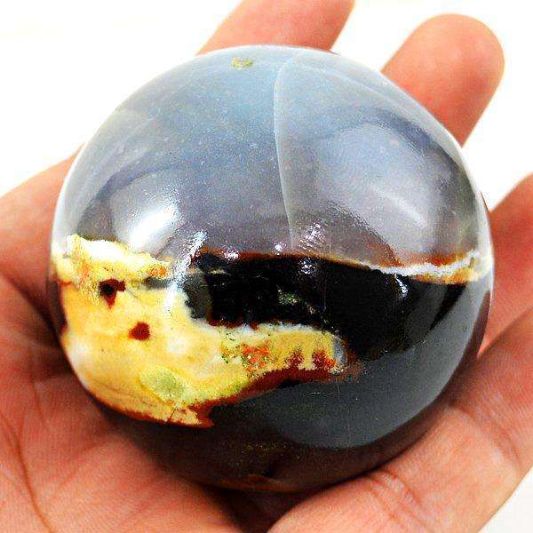 gemsmore:Hand Carved Blue Lace Agate Reiki Crystal Healing Sphere