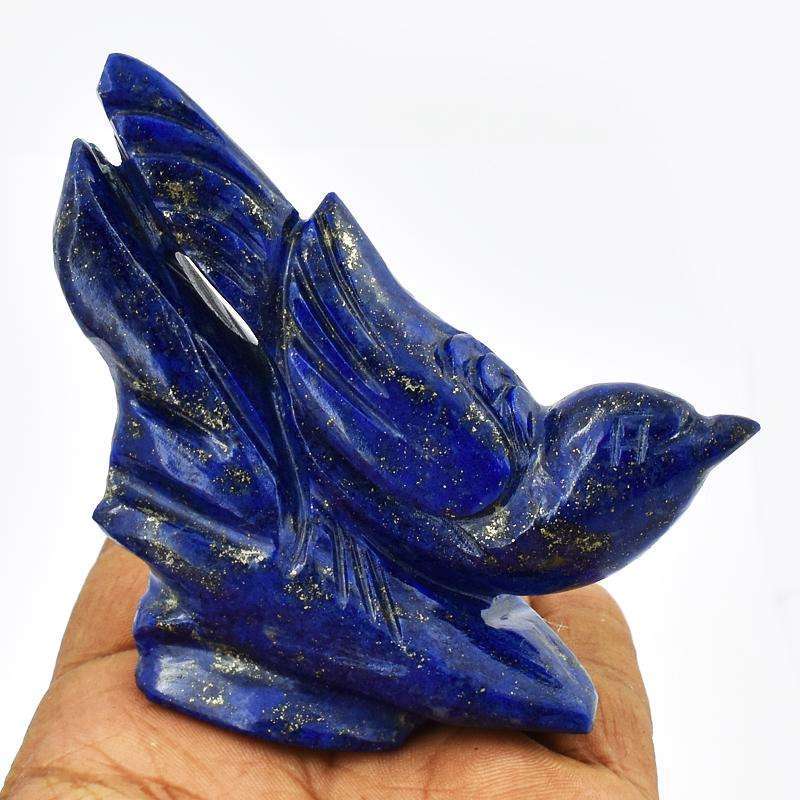gemsmore:Hand Carved Blue Lapis Lazuli Bird On Rock