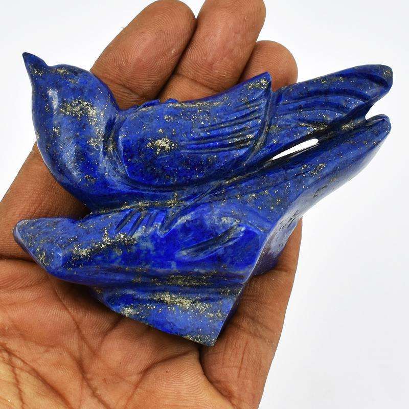 gemsmore:Hand Carved Blue Lapis Lazuli Bird On Rock