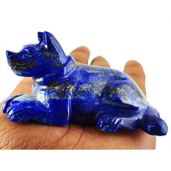 gemsmore:Hand Carved Blue Lapis Lazuli Doggy - Genuine