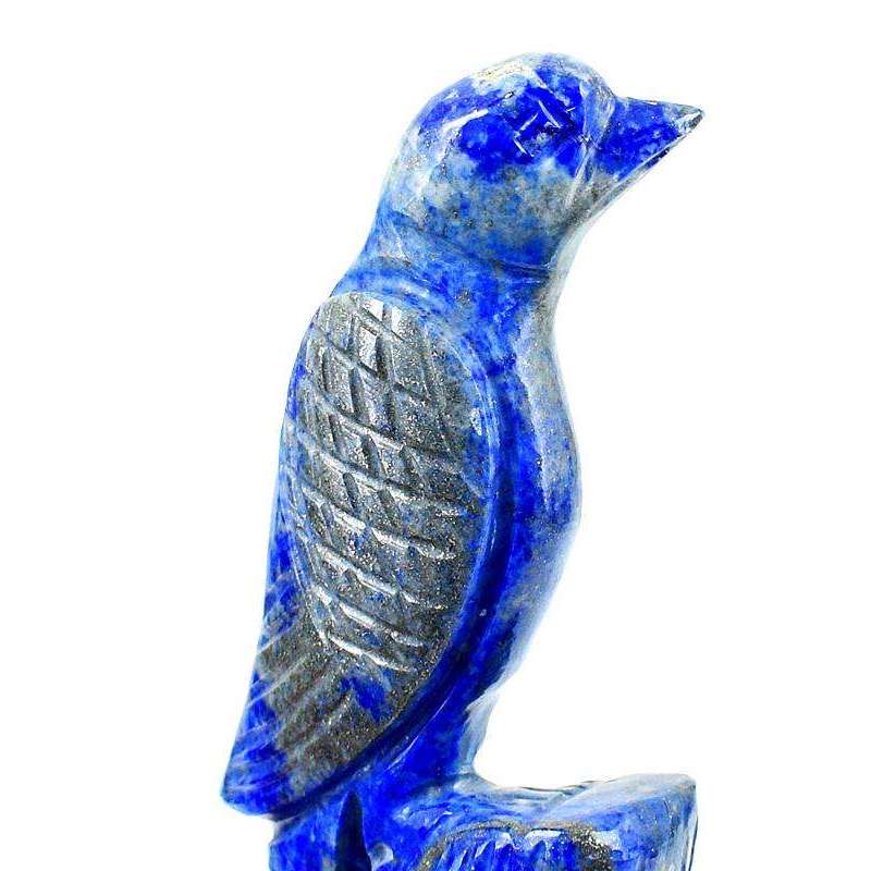 gemsmore:Hand Carved Blue Lapis Lazuli Gemstone Parrot - Exclusive