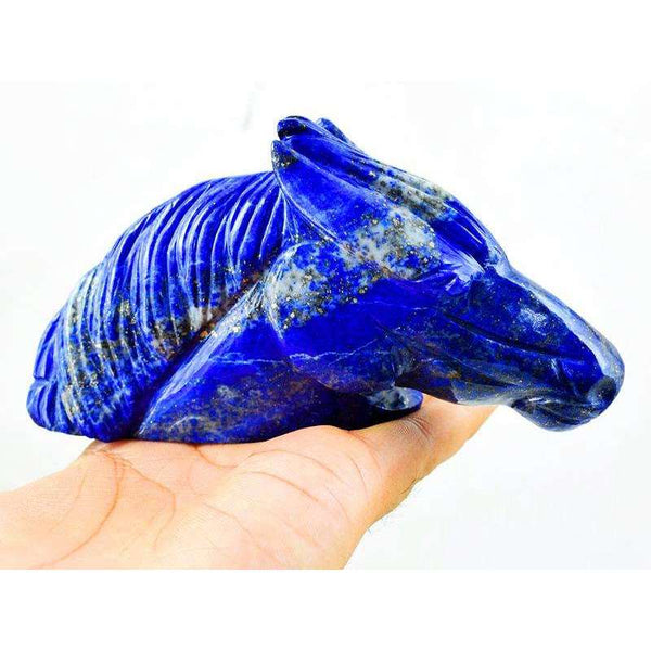 gemsmore:Hand Carved Blue Lapis Lazuli Horse Burst Gemstone