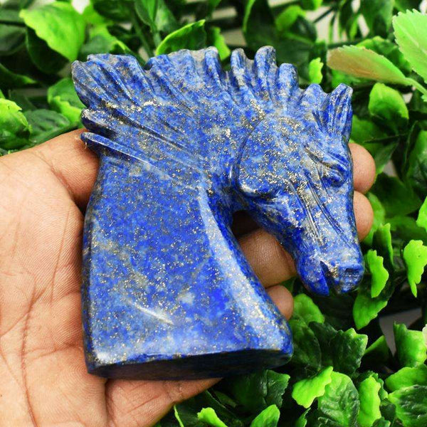 gemsmore:Hand Carved Blue Lapis Lazuli Horse Head (Bust)