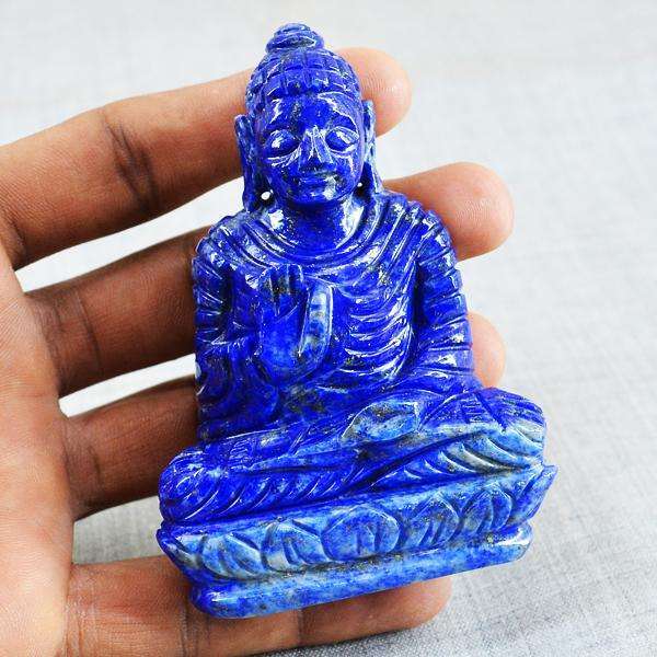gemsmore:Hand Carved Blue Lapis Lazuli Lord Buddha Idol Statute