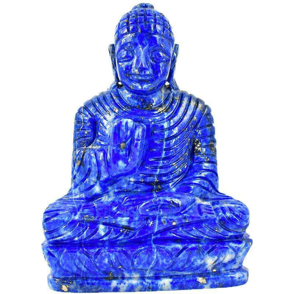 gemsmore:Hand Carved Blue Lapis Lazuli Lord Buddha Idol