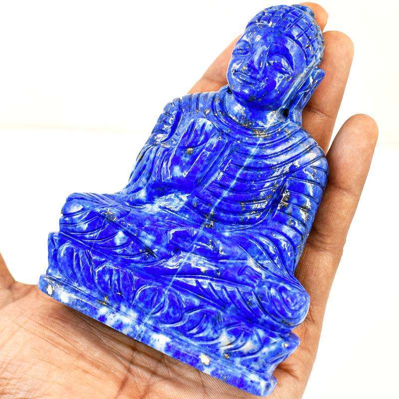 gemsmore:Hand Carved Blue Lapis Lazuli Lord Buddha Idol