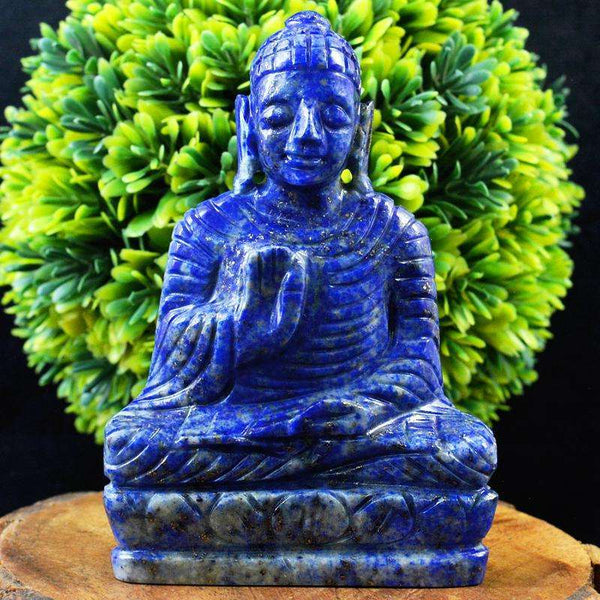gemsmore:Hand Carved Blue Lapis Lazuli Lord Buddha Statue