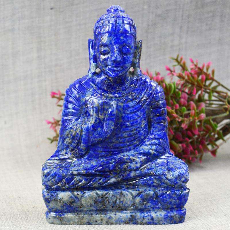 gemsmore:Hand Carved Blue Lapis Lazuli Lord Buddha Statue