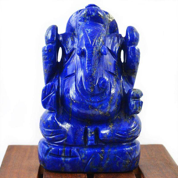 gemsmore:Hand Carved Blue Lapis Lazuli Lord Ganesha Idol