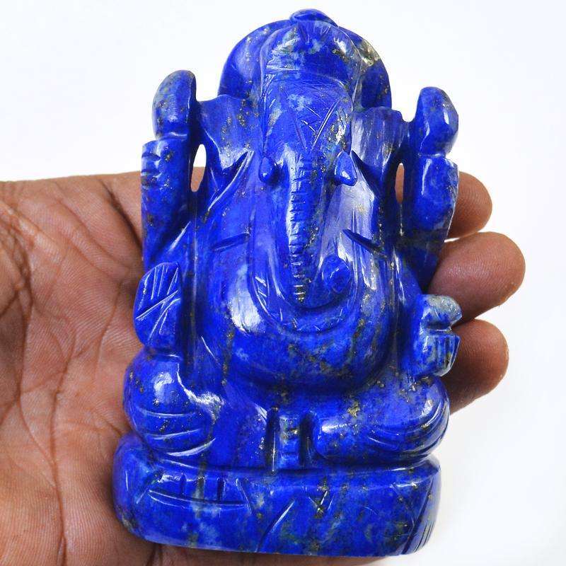 gemsmore:Hand Carved Blue Lapis Lazuli Lord Ganesha Idol