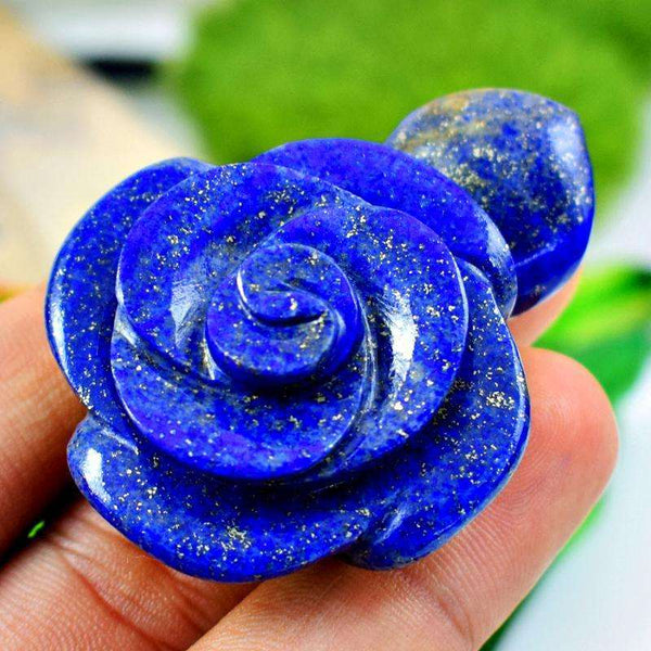 gemsmore:Hand Carved Blue Lapis Lazuli Rose Gemstone