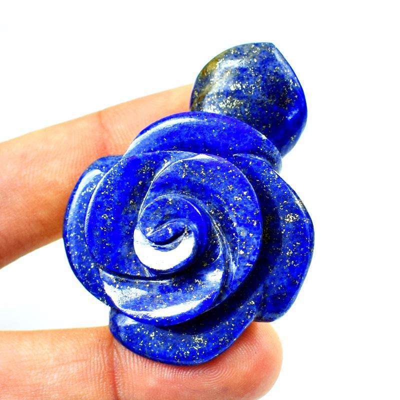 gemsmore:Hand Carved Blue Lapis Lazuli Rose Gemstone