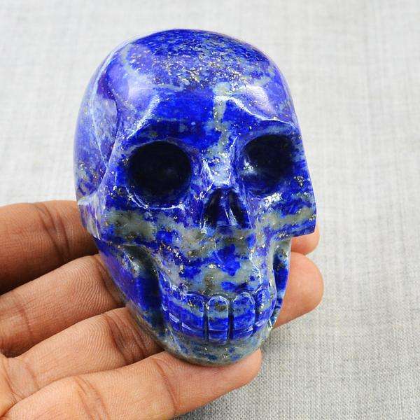 gemsmore:Hand Carved Blue Lapis Lazuli Skull Gemstone