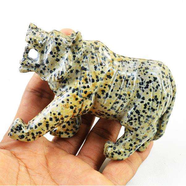 gemsmore:Hand Carved Dalmatian Jasper Tiger - Genuine Gemstone