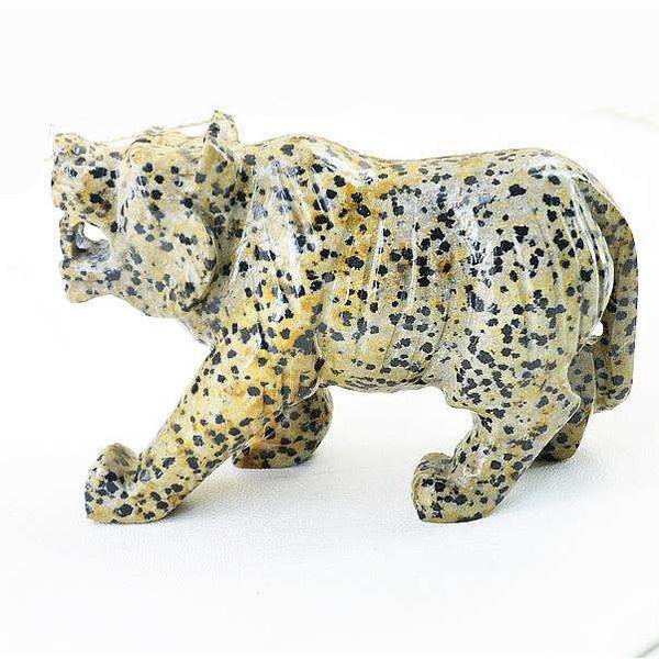 gemsmore:Hand Carved Dalmatian Jasper Tiger - Genuine Gemstone