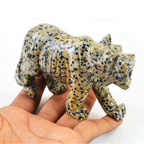 gemsmore:Hand Carved Dalmatian Jasper Tiger - Genuine Gemstone