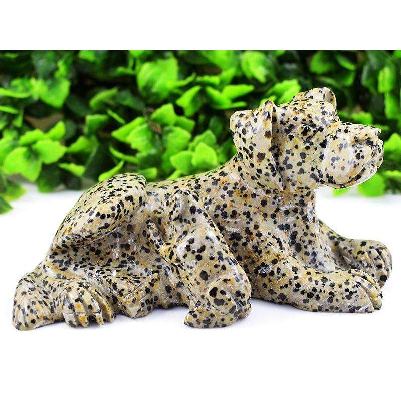 gemsmore:Hand Carved Dalmation Jasper Doggy And Puppy