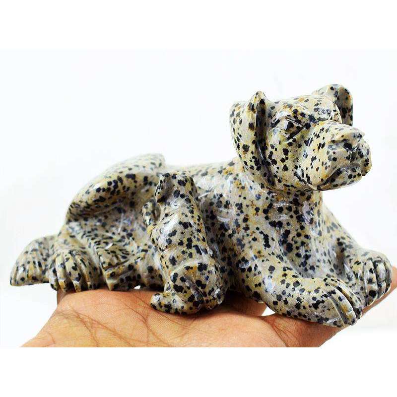 gemsmore:Hand Carved Dalmation Jasper Doggy And Puppy
