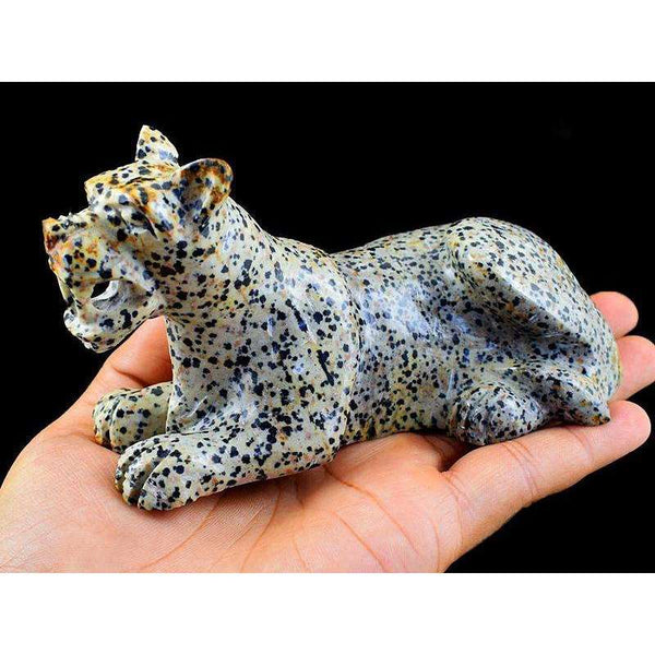 gemsmore:Hand Carved Dalmation Jasper Lion - Exclusive