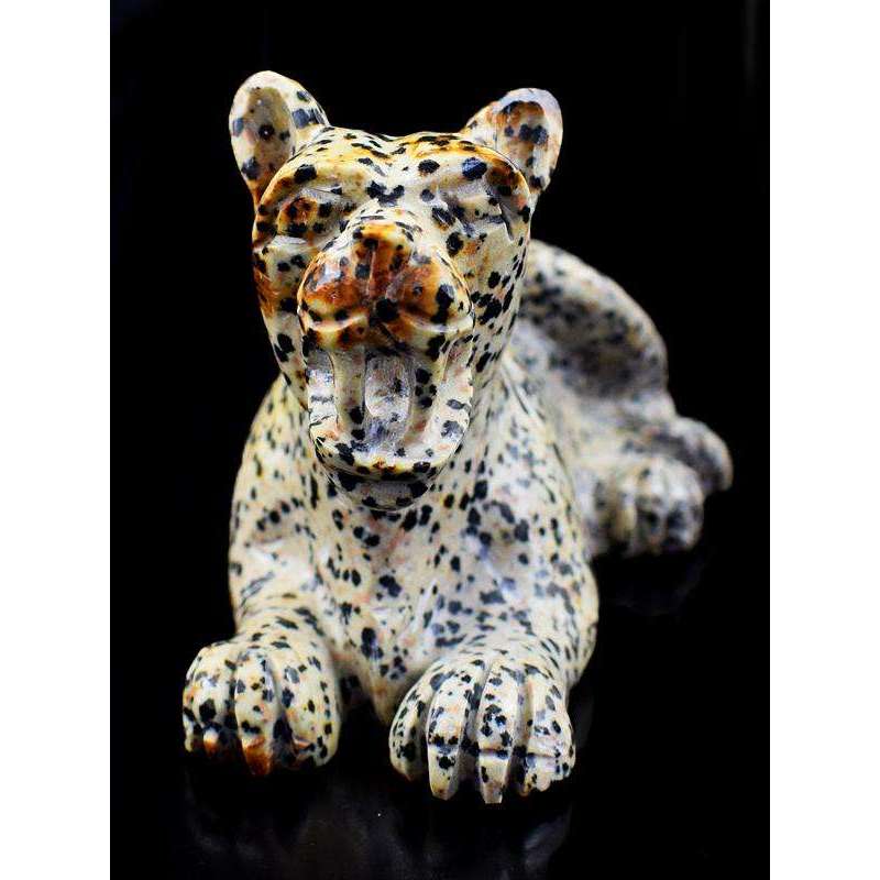 gemsmore:Hand Carved Dalmation Jasper Lion - Exclusive