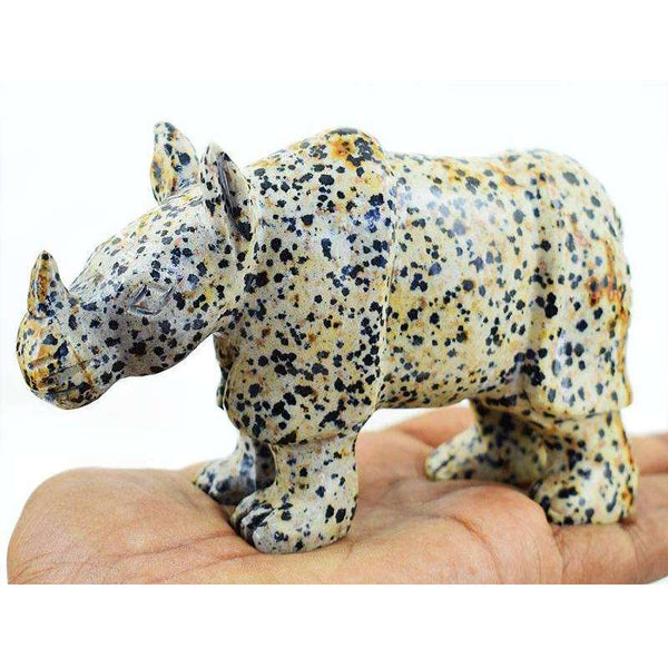 gemsmore:Hand Carved Dalmation Jasper Rhino - Exclusive