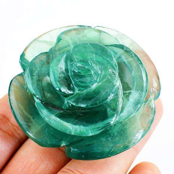 gemsmore:Hand Carved Exclusive Green Fluorite Rose