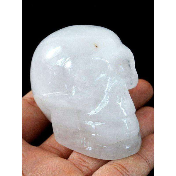 gemsmore:Hand Carved Exclusive White Quartz Skull Gemstone