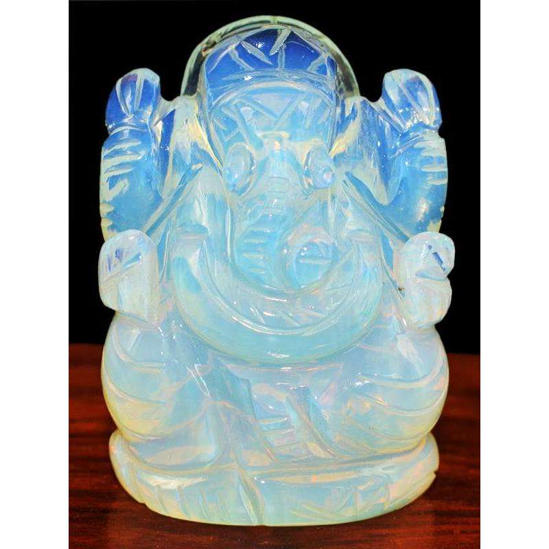 gemsmore:Hand Carved Fire Play Opalite Lord Ganesha Idol Statute