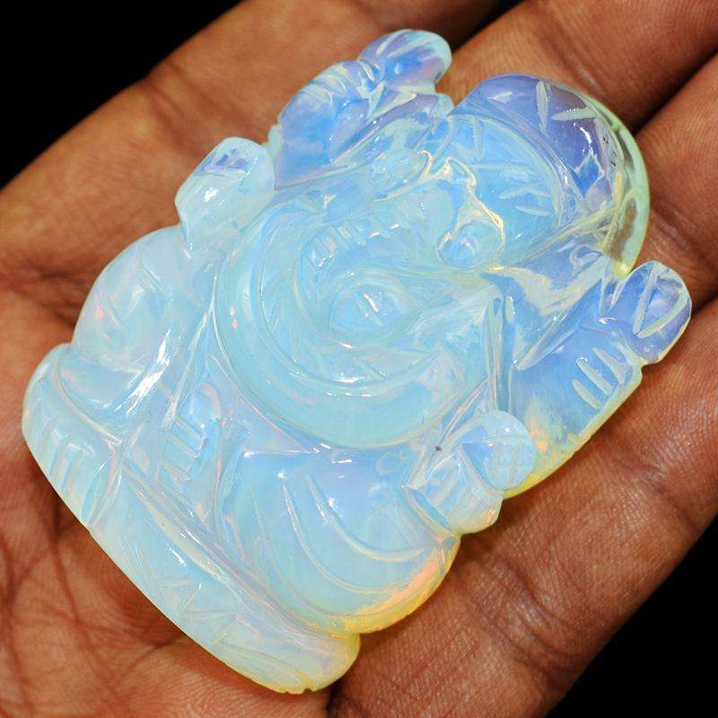 gemsmore:Hand Carved Fire Play Opalite Lord Ganesha Idol Statute