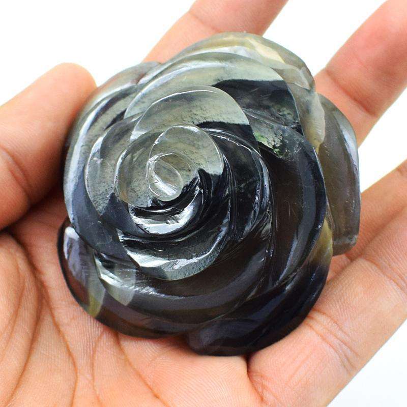 gemsmore:Hand Carved Fluorite Rose Craving Gemstone