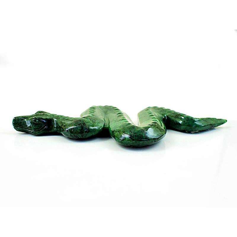 gemsmore:Hand Carved Forest Green Jasper Hand Carved Snake