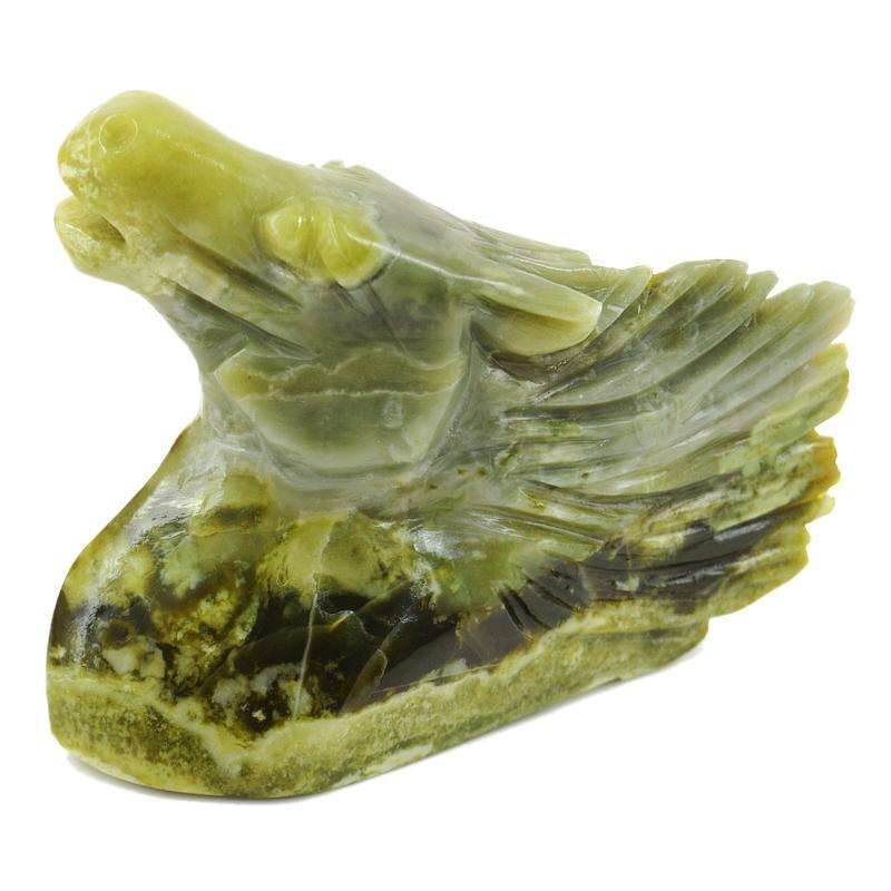 gemsmore:Hand Carved Forest Green Jasper Horse Head