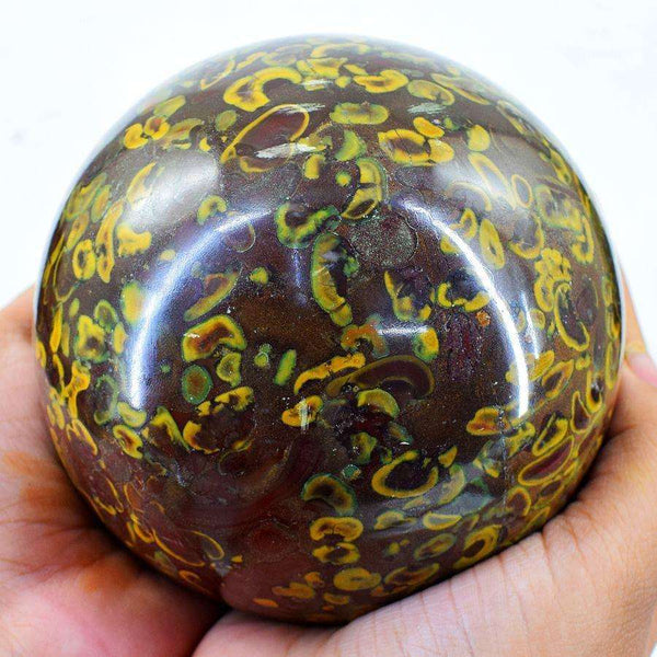 gemsmore:Hand Carved Fruit Jasper Reiki Crystal Healing Sphere - Huge