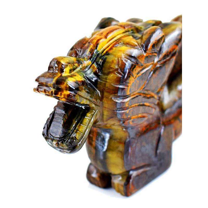 gemsmore:Hand Carved Golden Tiger Eye Dragon Gemstone