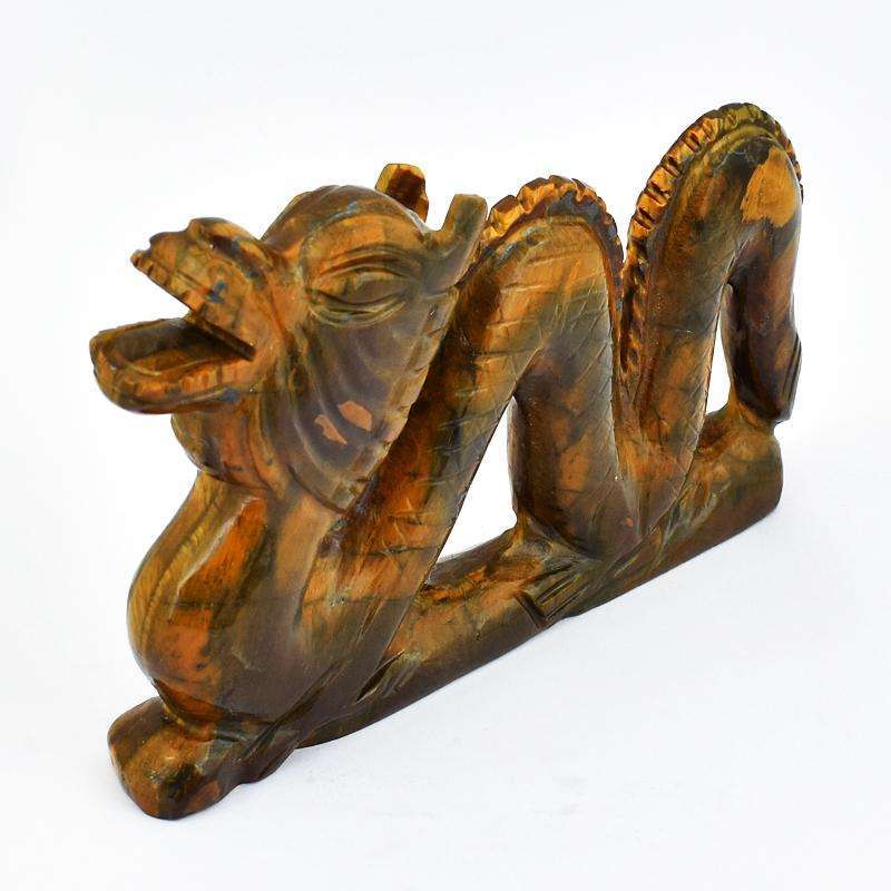 gemsmore:Hand Carved Golden Tiger Eye Dragon Gemstone