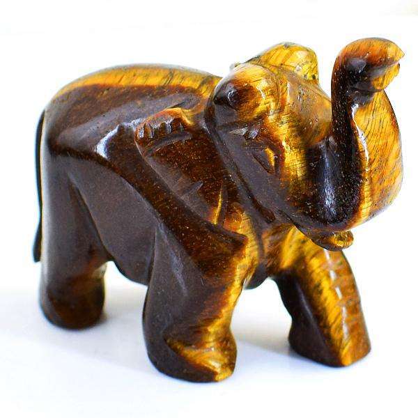 gemsmore:Hand Carved Golden Tiger Eye Elephant