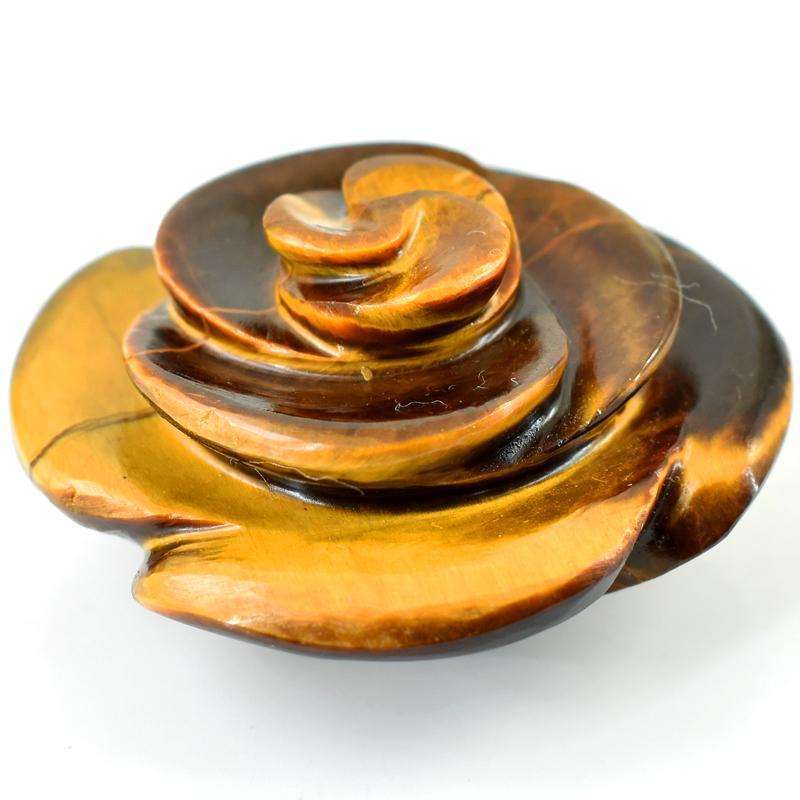 gemsmore:Hand Carved Golden Tiger Eye Gemstone Rose Flower