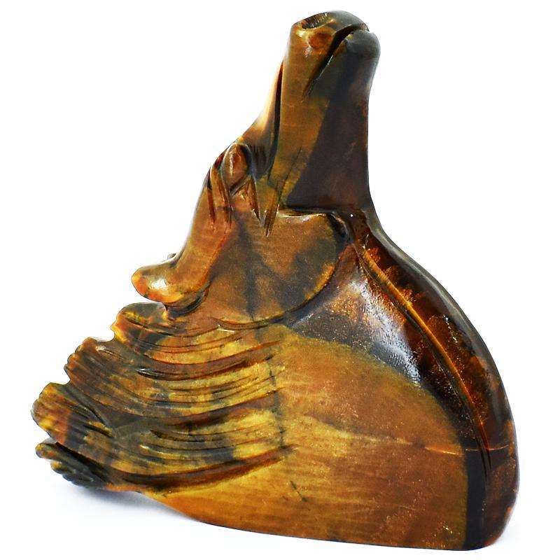 gemsmore:Hand Carved Golden Tiger Eye Horse Head