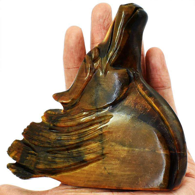 gemsmore:Hand Carved Golden Tiger Eye Horse Head