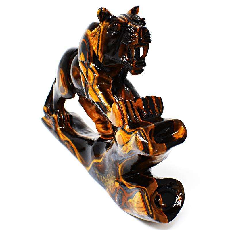 gemsmore:Hand Carved Golden Tiger Eye Lion - Genuine