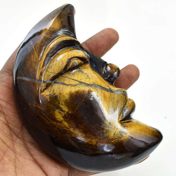gemsmore:Hand Carved Golden Tiger Eye Moon Face
