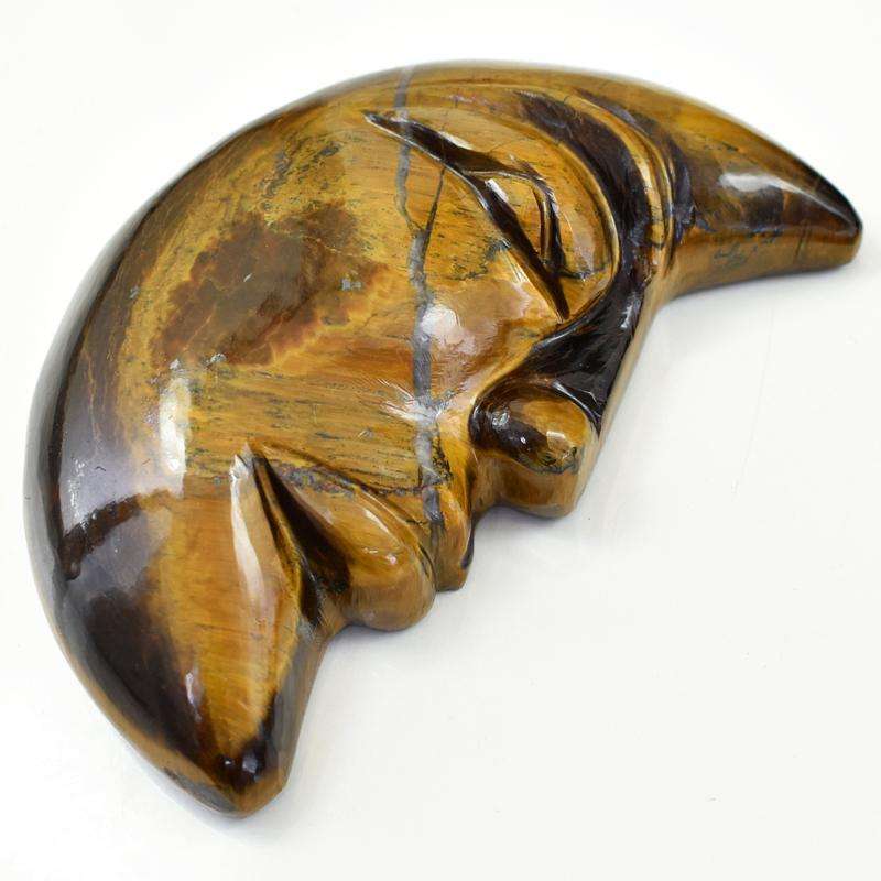 gemsmore:Hand Carved Golden Tiger Eye Moon Face