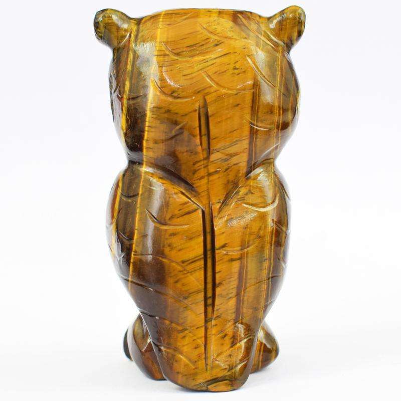 gemsmore:Hand Carved Golden Tiger Eye Owl Gemstone