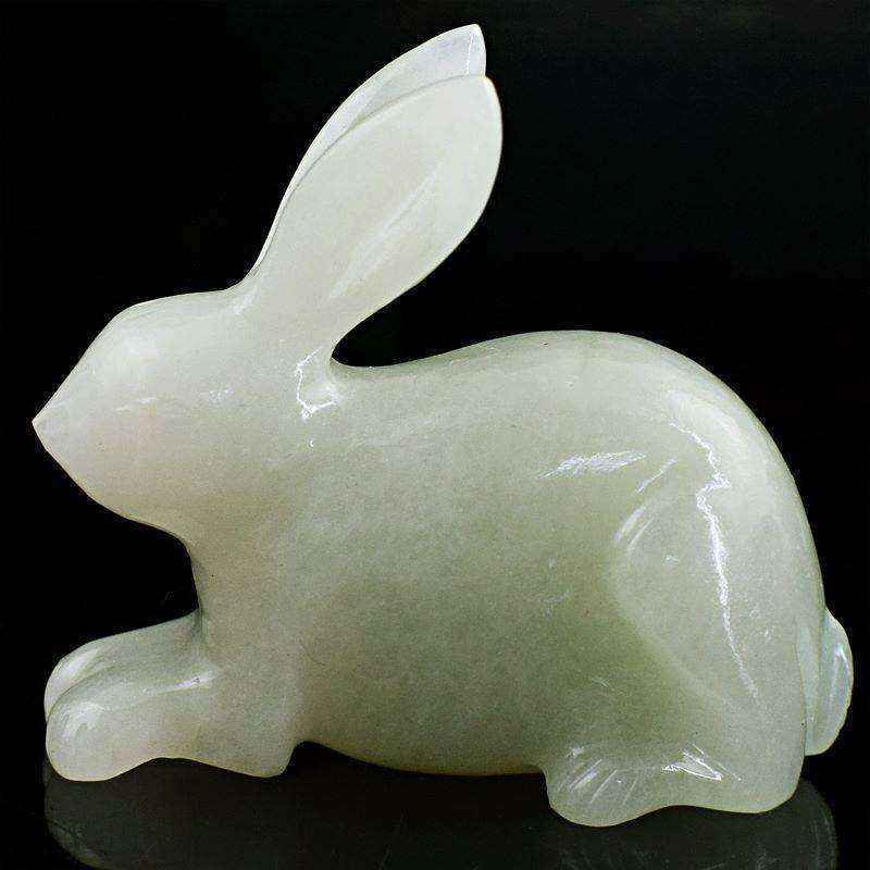 gemsmore:Hand Carved Green Aventurine Bunny Gemstone