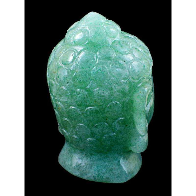 gemsmore:Hand Carved Green Aventurine Gemstone Lord Buddha Head Idol